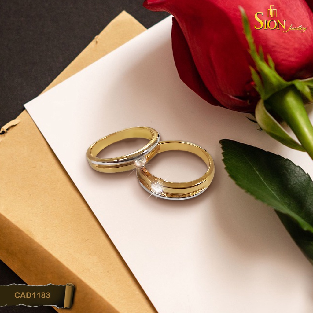Cincin Couple / Tunangan / Nikah / Kawin Sion CAD1183 List Perak Permata Satu