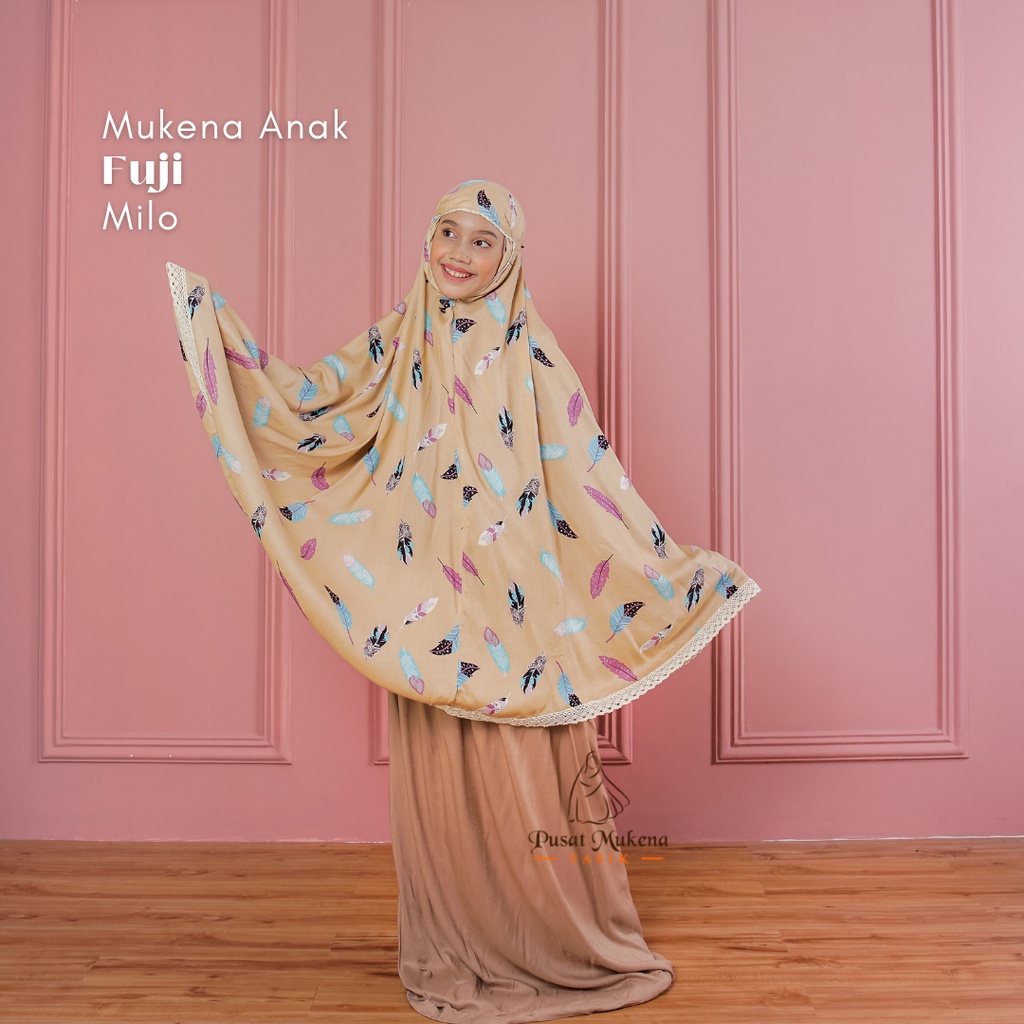 Pusat Beli Mukena Tasik - Mukena Anak (5-13 Tahun) 2in1 Katun Rayon Bali Travelling Fuji