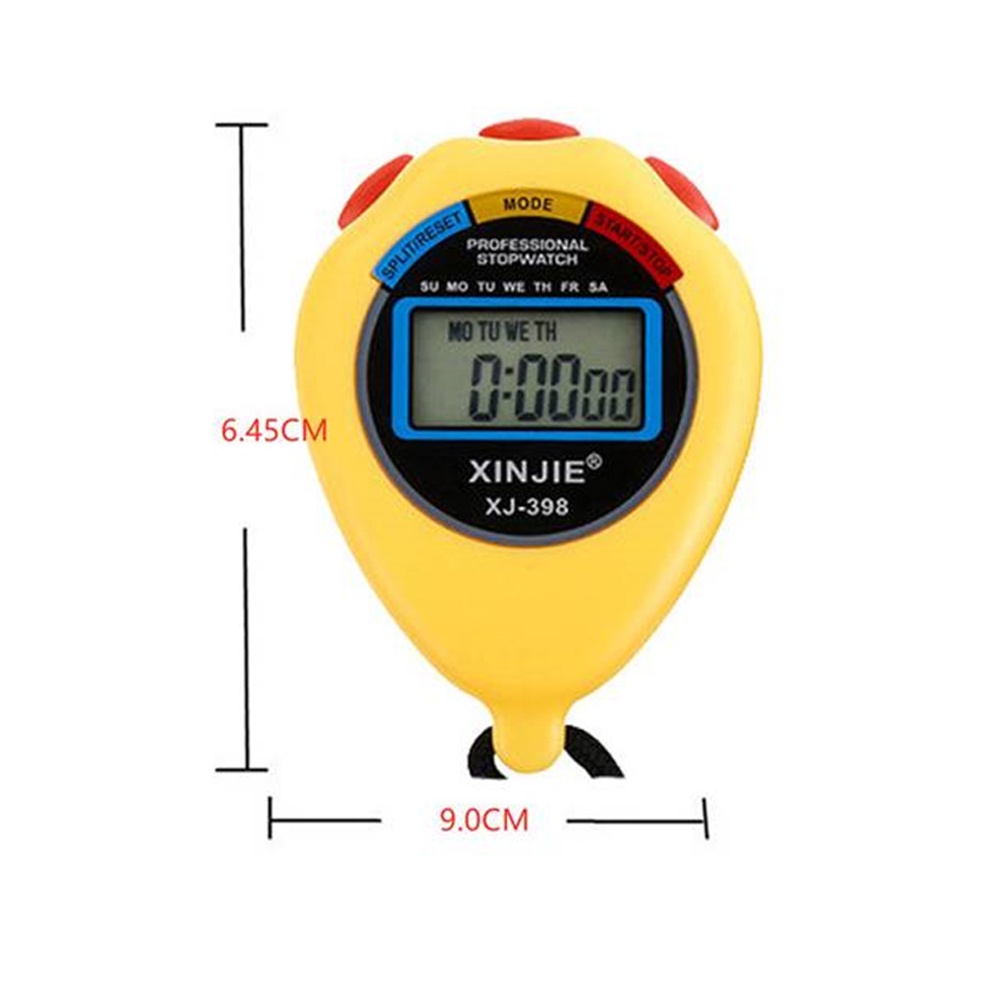 ღ Portable Handheld Olahraga Lcd Digital Stopwatch Profesional Tahan Air Timer Counter Chronograph Kompetisi Olahraga Stopwatch Alat dengan Tali