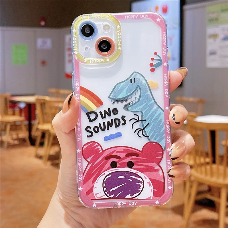 Soft Case TPU Transparan Motif Beruang Dinosaurus Untuk IPhone 13 12 Pro Max 11 XS XR X 8 7 6S Plus Mini