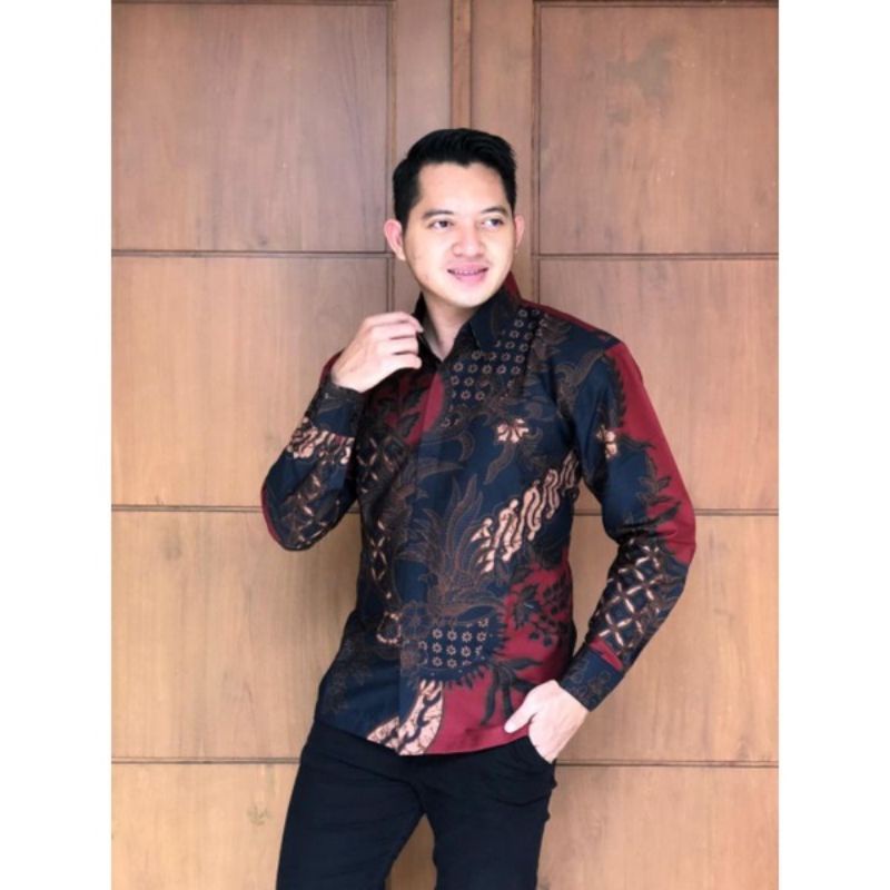 KEMEJA BATIK MODERN SLIMFIT PANJANG BAHUN KATUN HALUS FULL FURING HALUS