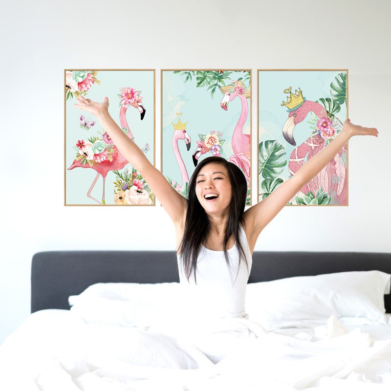 Reliza Wall Sticker Blue Frame Flamingo Stiker Dinding LDR