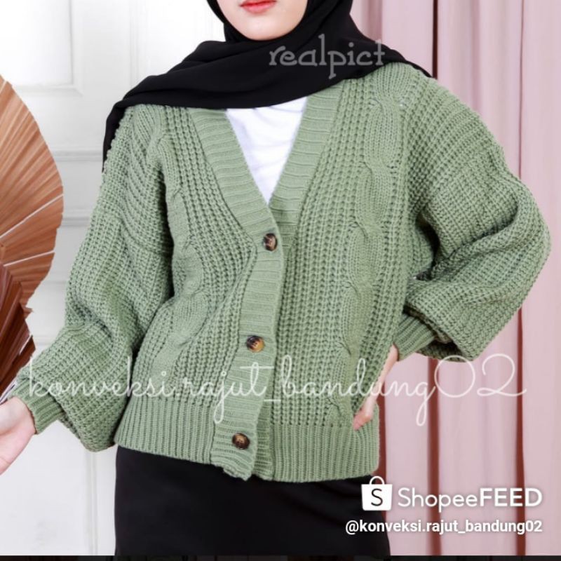 kardigan rajut cable super tebal 3 g