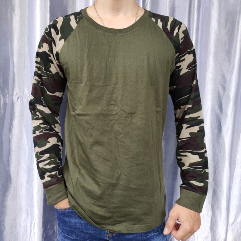 kaos reglan polos army doreng unisex lengan panjang uk M L XL XXL
