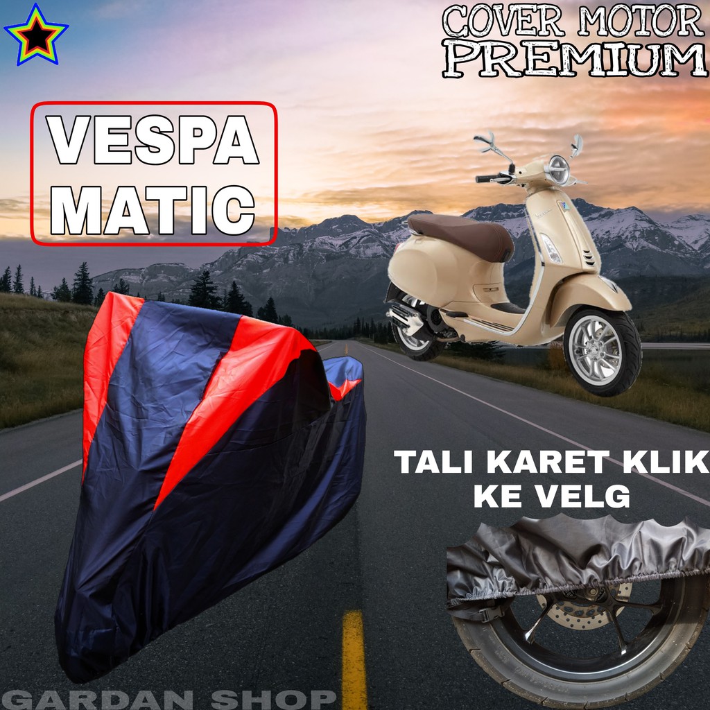 Sarung Motor VESPA MATIC Hitam MERAH Body Cover Penutup Pelindung Motor Vespa Matic PREMIUM