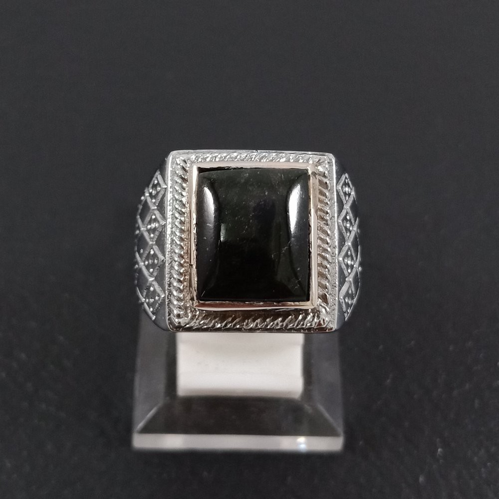 CINCIN NATURAL BLACK JADE ACEH RING KOTAK