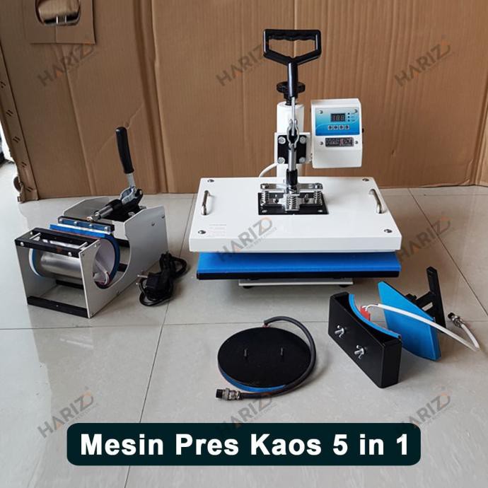 Mesin Press Kaos 5 In 1 Digital All In One Alat Hotpress Sablon Baju