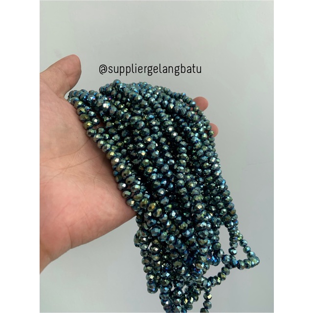 kristal Ceko Doff 6mm hijau METALIK kilap payet manik green premium