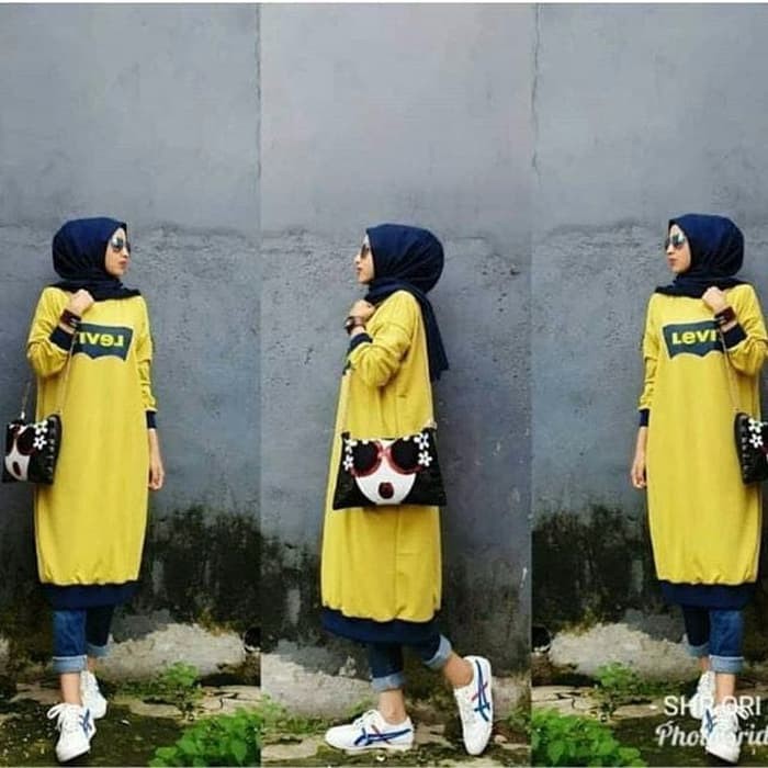 Pakaian Wanita Murah Cewek Fashion Da Levis tunik yellow