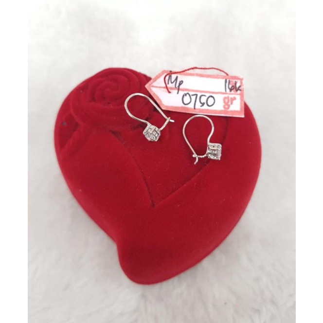 At1715N238N anting model desian permata emas putih asli white gold berat 0.750 kadar 70% 16k