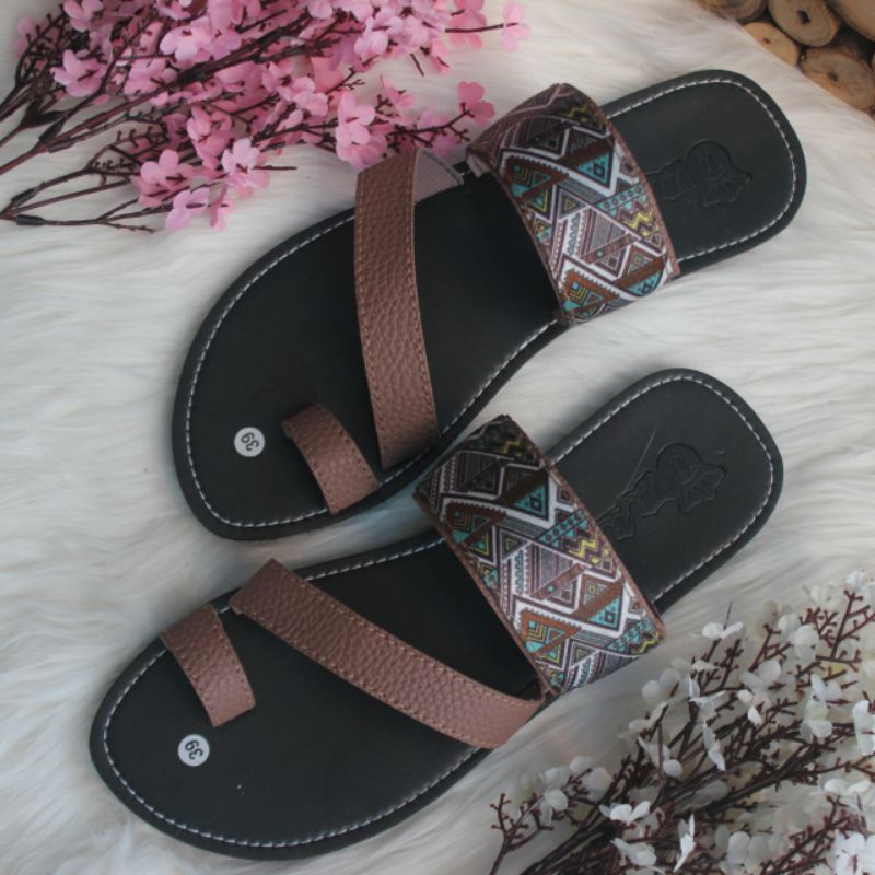 Sandal Wanita Kulit Jeruk Papirut Ahza Terbaru Kekinian Bisa COD