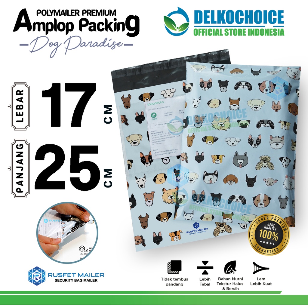 

Polymailer Motif DOG PARADISE 17x25cm Amplop Plastik Packing Olshop PREMIUM / SATUAN