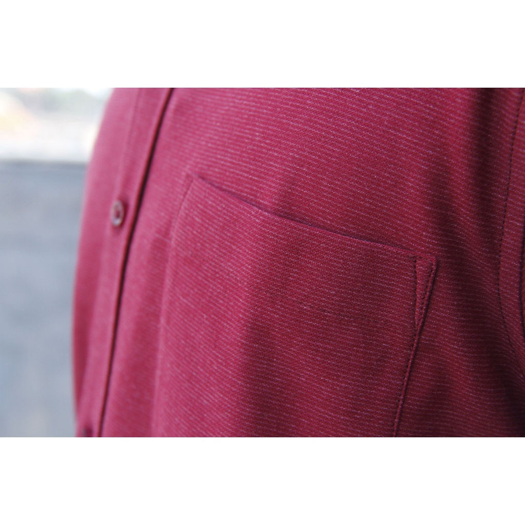 Kemeja Kerja Pria Formal STANLEY ADAMS Reguler Fit Maroon Lengan Panjang 01  | Eazy Move | Hem Pria Big Jumbo Size Brand Matahari 100% Original