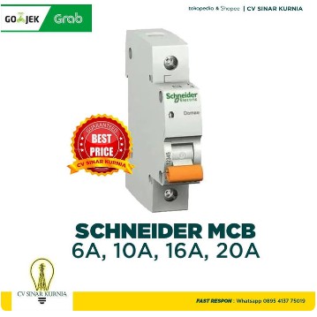 Jual MCB DOMAE SCHNEIDER 1 Phase 2A, 4A, 6A, 10A, 16A, 20A | SCHNEIDER ...