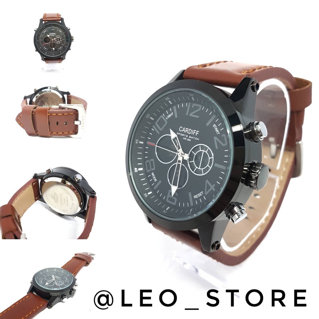 CARDIFF ORIGINAL. JAM TANGAN KULIT. JAM PRIA. READY 5 WARNA A10
