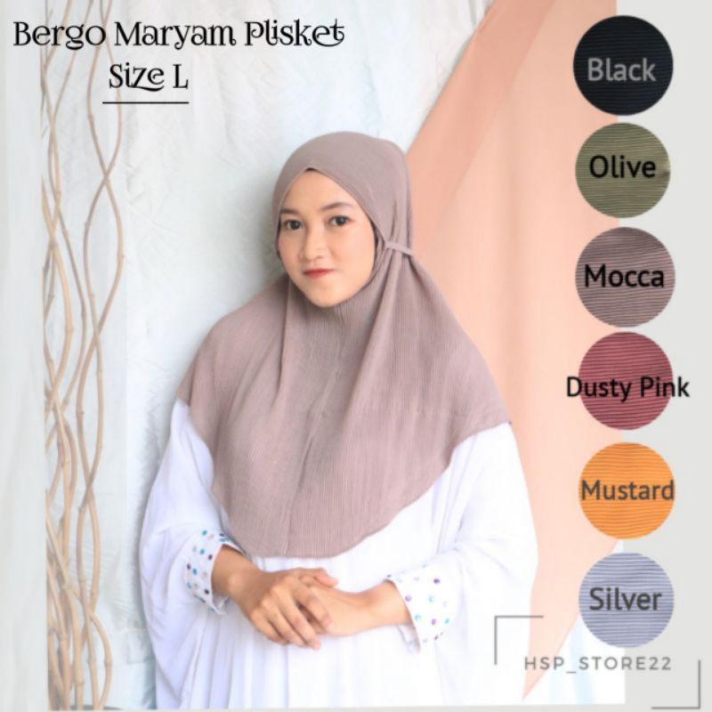 Hijab Bergo Maryam Plisket Uk L Ceruti Baby doll  premium   Full Plisket || Fashion Muslim || Pakaia