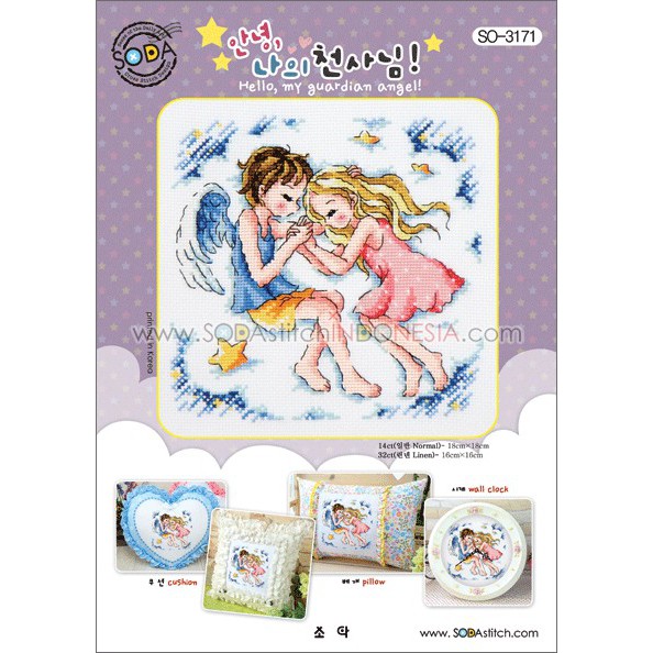 Paket DIY Craft Sulam Kristik Strimin Cross Stitch Sodastitch SO-3171 Hello, My Guardian Angel