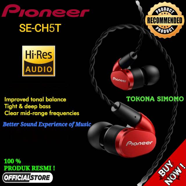 Pioneer Se Ch5t Hi Res In Ear Ergonomic Tangle Resistant Headphones Shopee Indonesia
