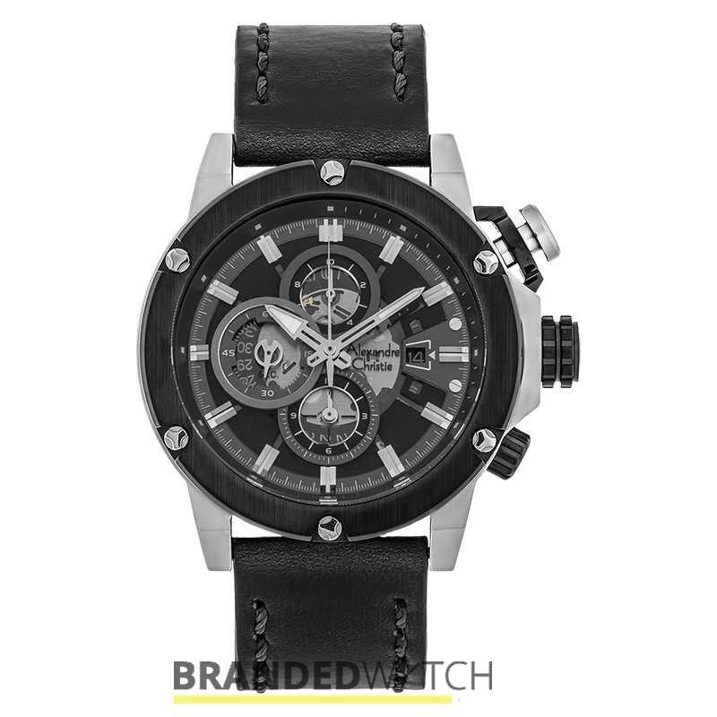 Jam Tangan Pria Alexandre Christie 6491 Black Silver Original