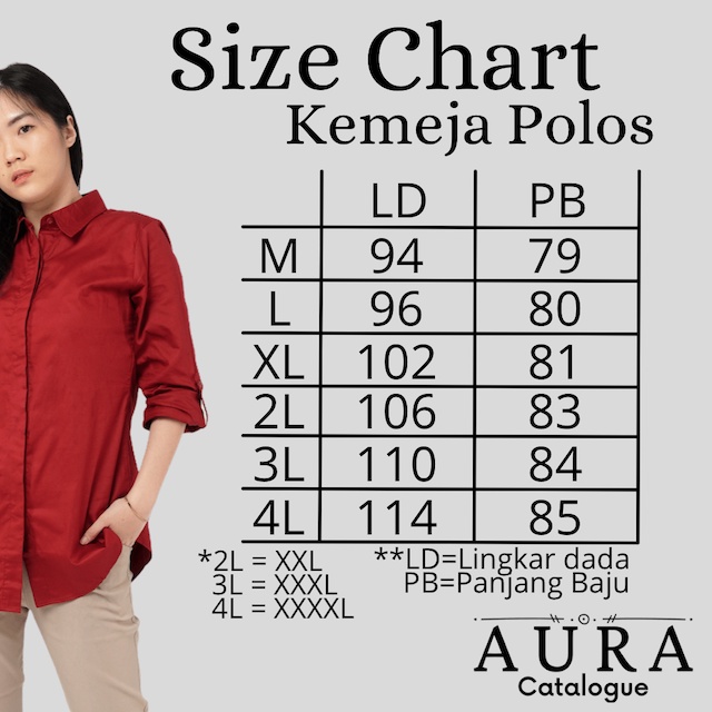 Kemeja Wanita Polos Lengan Panjang Slimfit - Biru Navy - Aura Catalogue Slimfit Plain Shirt-3
