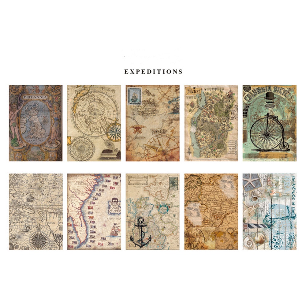 QUINTON 10sheets Material Paper Vintage Retroism Series Kraft Paper Gift Packaging Collage Album DIY Card Making Background Paper Journaling Retro Material Papers
