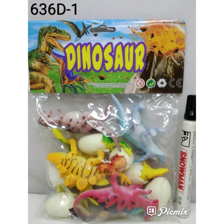 MAINAN DINO KANTONG ISI 12 PCS DUNIA WORLD EGG 636-D IBU DAN BAYI DINO