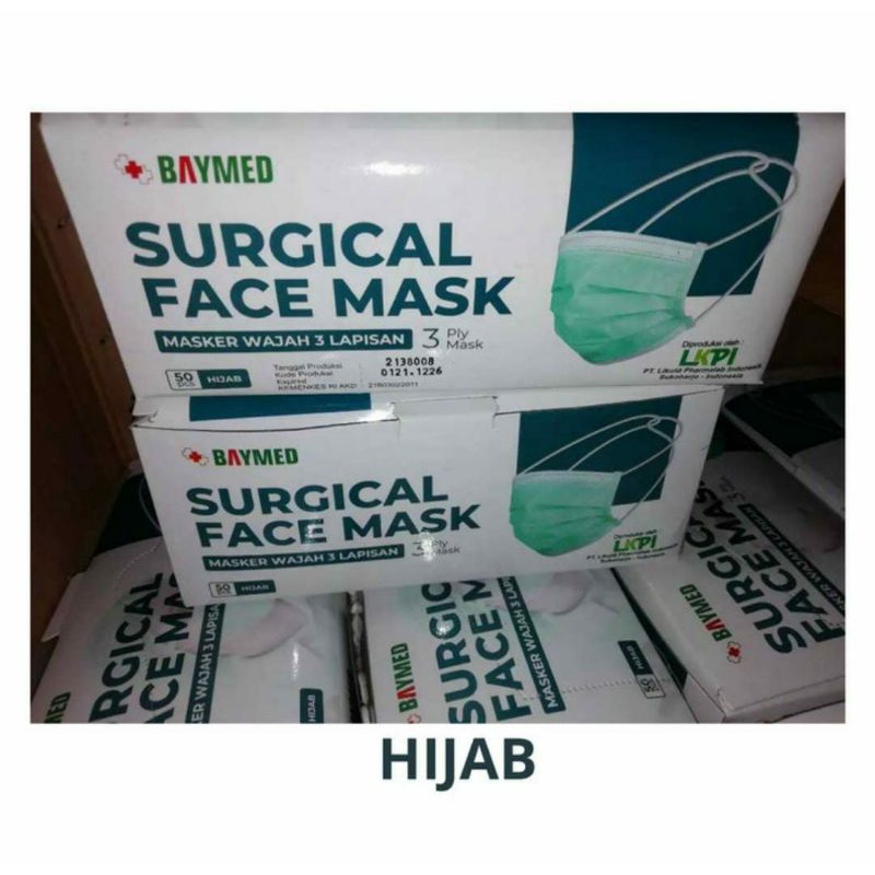 Masker Hijab BAYMED / Mask Medis Hijab / Headloop Baymed 50pcs