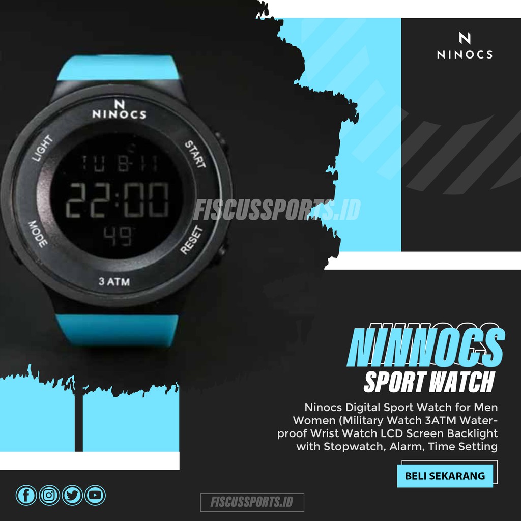 (COD) NINOCS SPORT WATCH ORIGINAL / BELI 1 DAPAT 2 STRAP / JAM TANGAN SPORT / PRIA & WANITA
