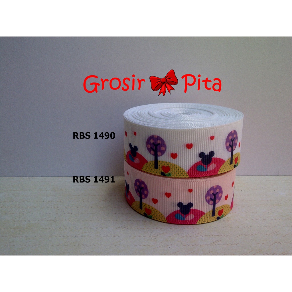 

(25 yard) Pita Grosgrain Motif Micky Mouse RBS 1490,1491 | Toko Bahan Craft | Grosir Pita