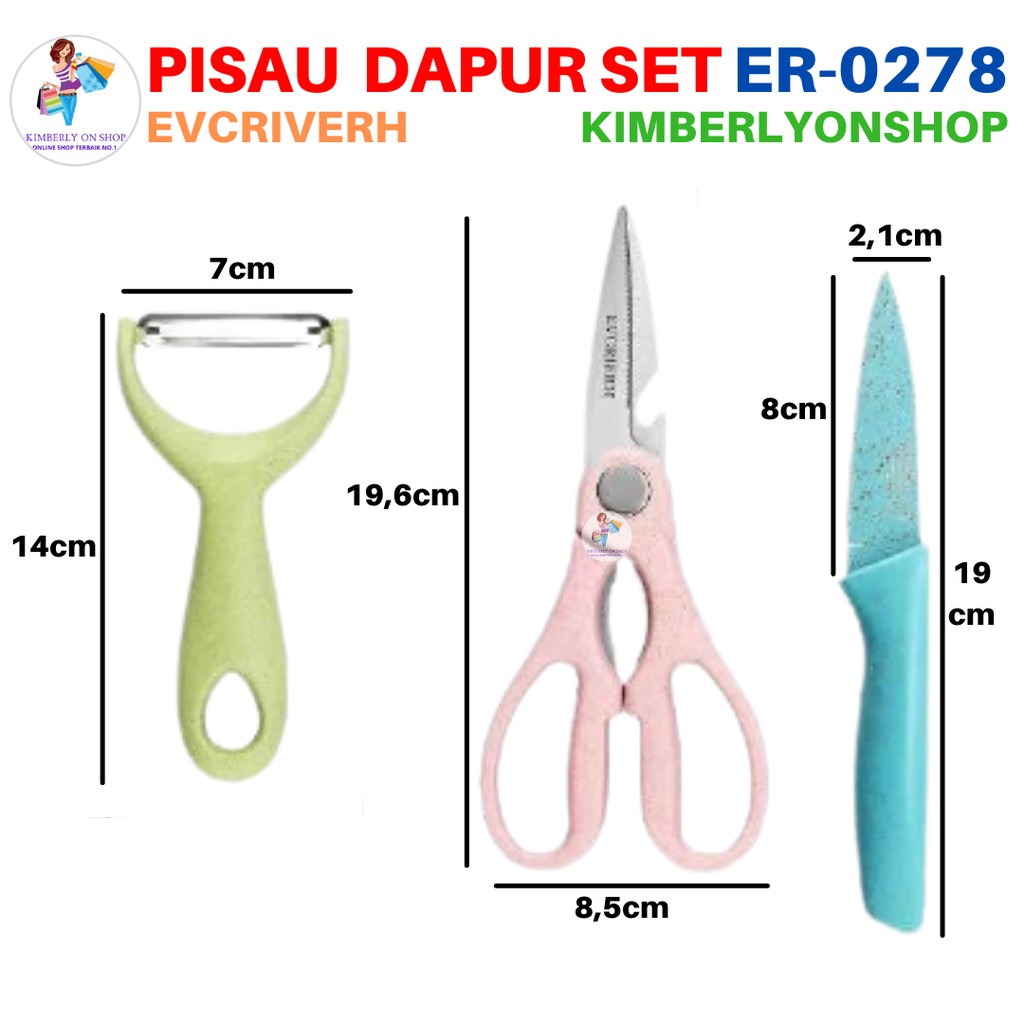 Kimberlyonshop Pisau Set Dapur Peralatan Masak Stainless 6IN1 EVCRIERH