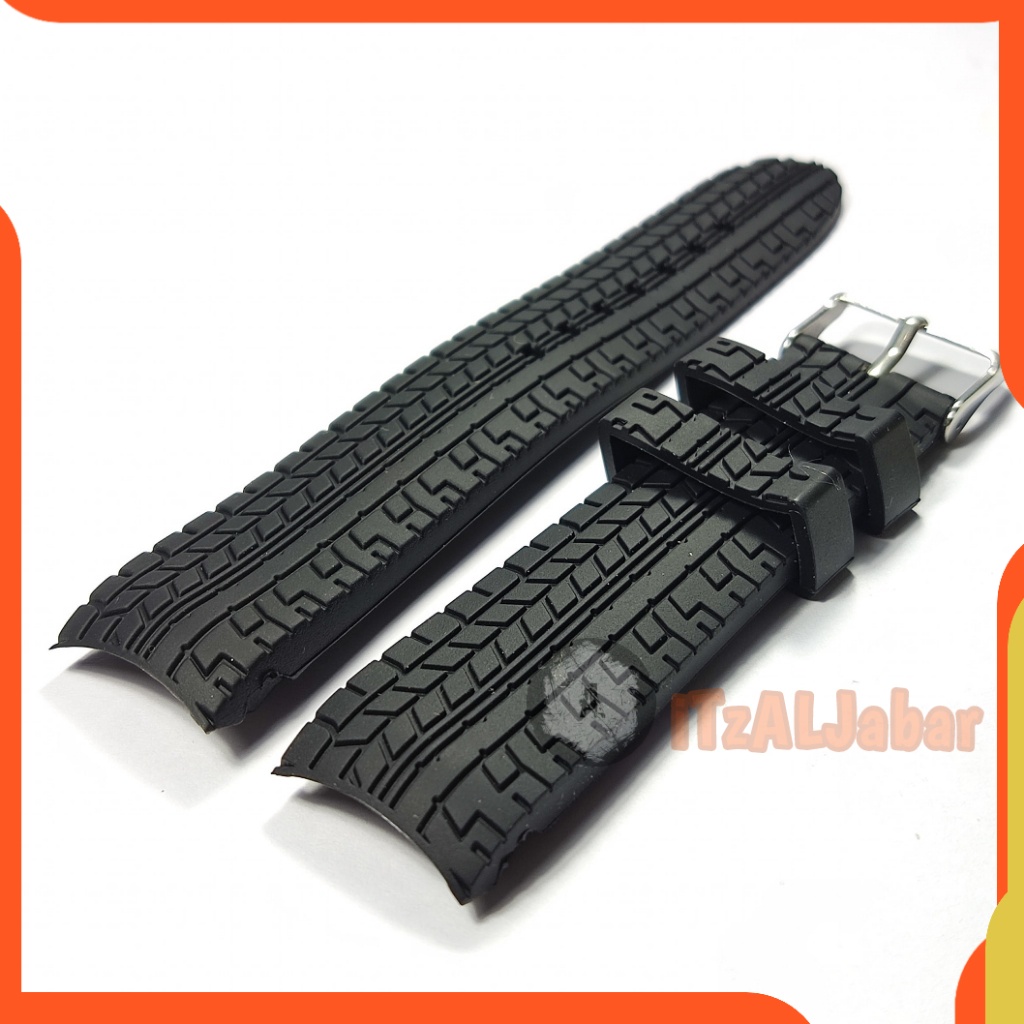 Tali jam tangan Karet 22mm Curved rubber strap WH125A Hitam