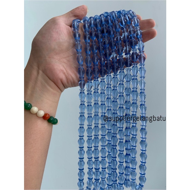 manik ujung kepala tasbih GUCI BLUE QUARTZ aksesori kalung gelang 10mm