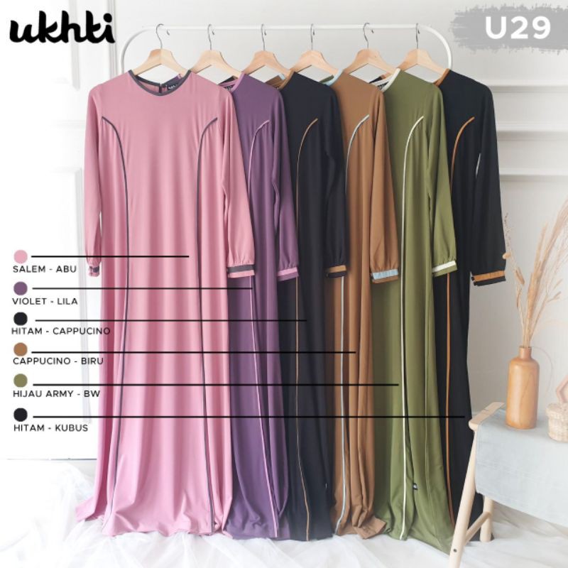 Gamis Jersey Premium Ukhti U29 Dress Harian Ukhti Muslimah Warna Pastel Best Seller