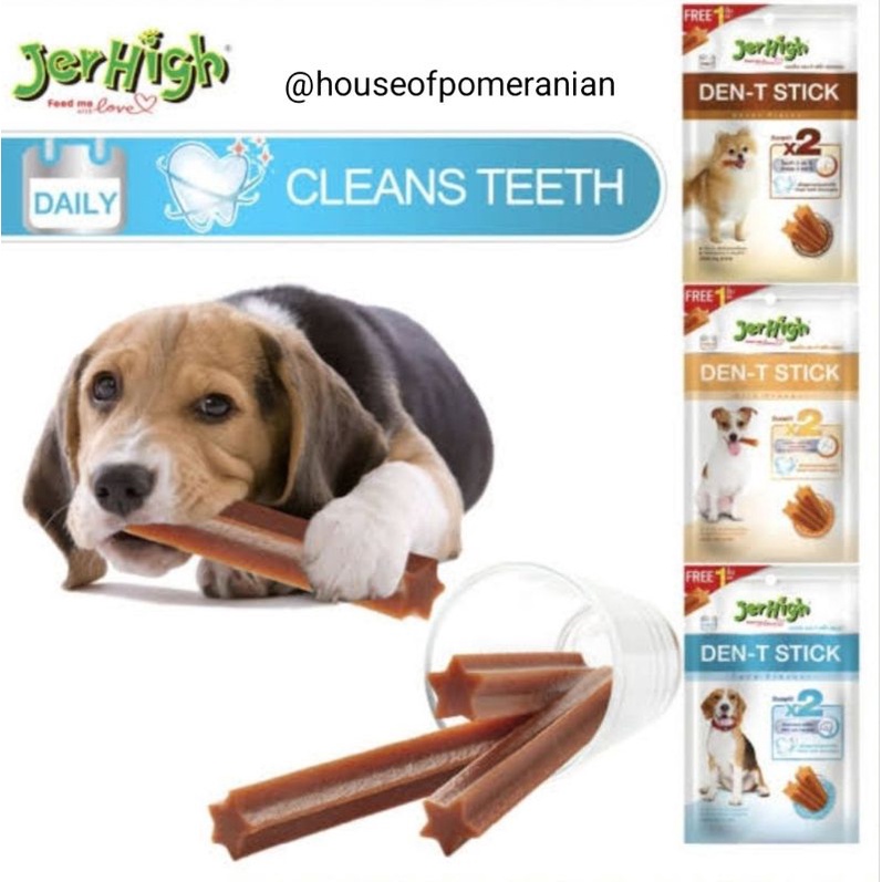 JERHIGH den-t stick 70gr bacon tuna milk dog dental snack treats cemilan