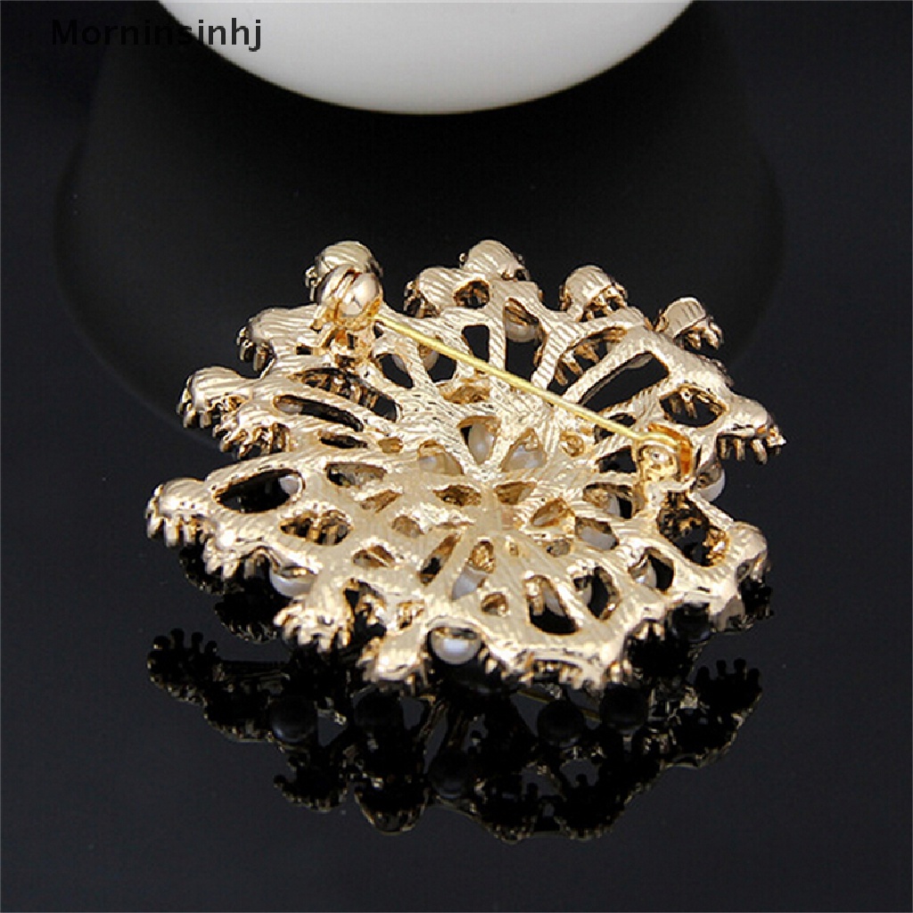 Mornin Hot Pearl Rhinestone Crystal Vintage Flower Brooch Pin Bros Untuk Wanita Hadiah id