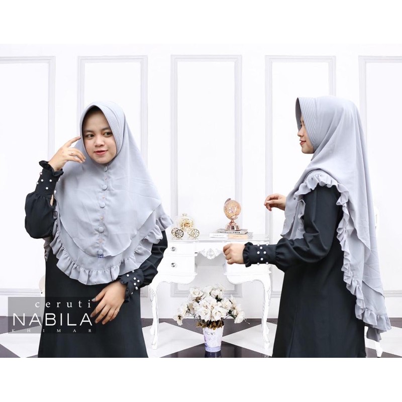 Jilbab Khimar Syar’i Nabila Ceruty Babydoll 2 Layer