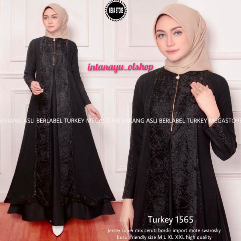 MEGA STORE Gamis Turki Abaya Hitam Terbaru Turkey 1565 1577 1578