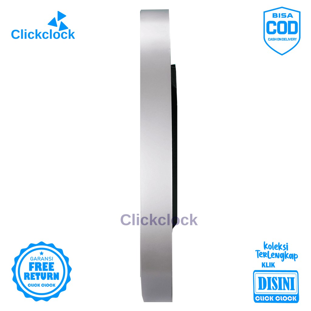 Jam Dinding Quartz Minimalis Silver Putih Hitam Sakana 411 Besar Hiasan Kamar Unik