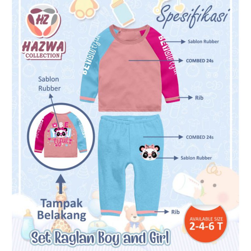 Set Raglan Hazwa Boy N Girls UKURAN 2T, 4T, 6T