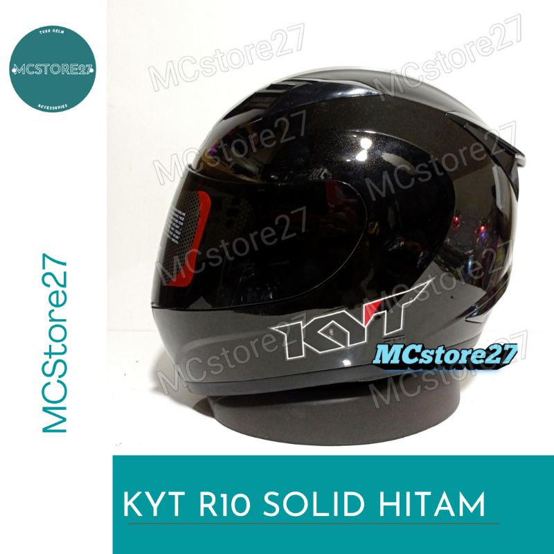 HELM FULL FACE KYT R10 SOLID HITAM GLOSSY ORIGINAL
