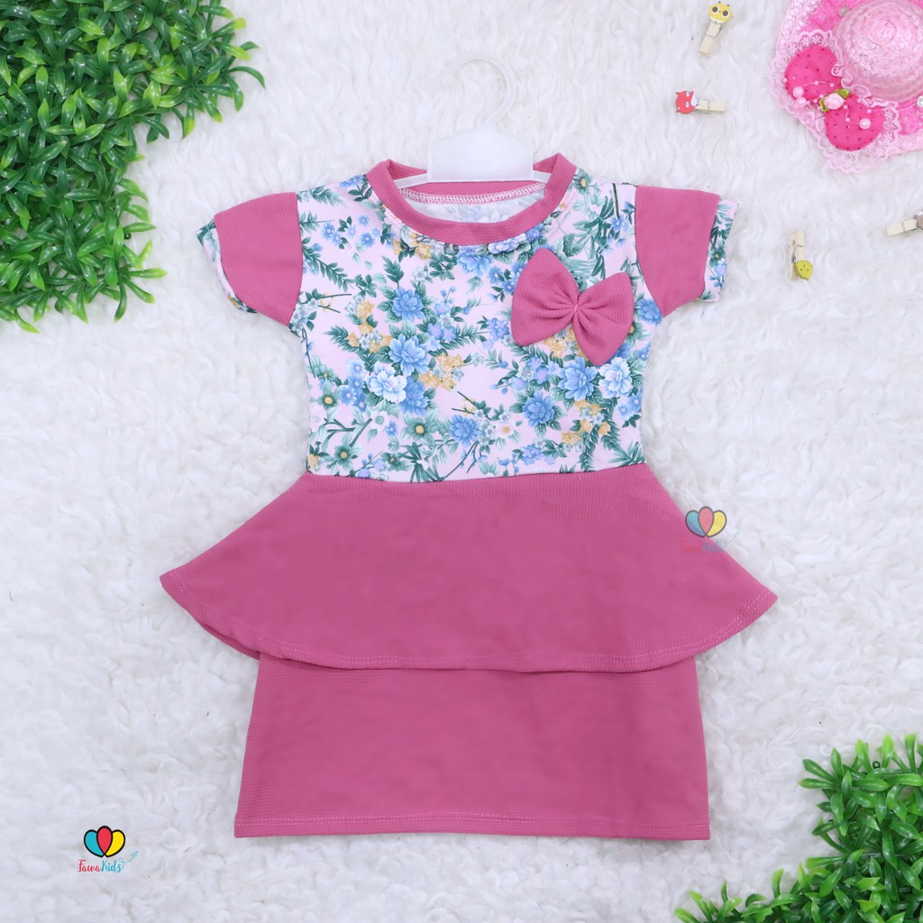 Dress Viona Lengan 1-2 Tahun / Dres Anak Perempuan Motif Lengan Pendek Baju Fashion Kids Pesta Adem