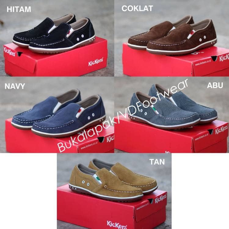 Sepatu Slip On Pria Kickers Kulit Slop Cowok Santai Formal Kerja Murah PALING DICARI