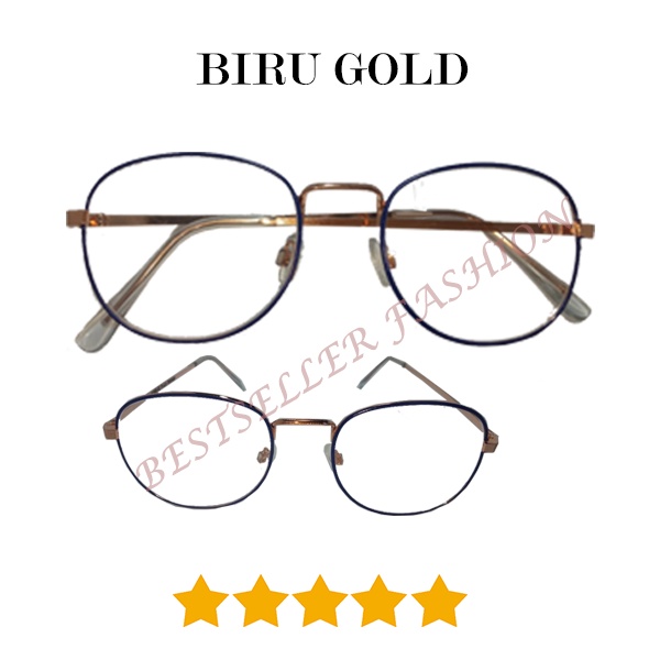 Kacamata Oval Bulat Normal Frame Besi Anti Radiasi Blue ray Kacamata Fashion Pria Wanita NOCASE