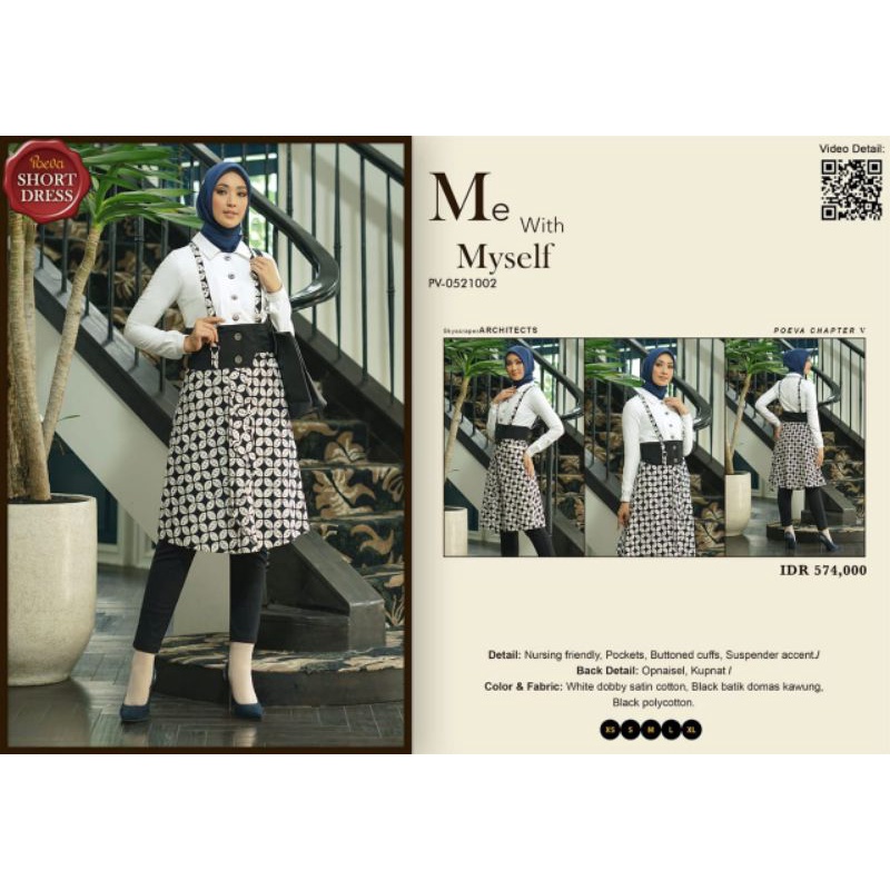 Poeva PV-0521002 Skyscraper Architects Short Dress Tunik Batik Busana Kantor By Tuneeca Diskon Sale 