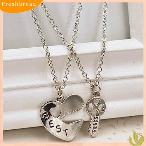 [TERLARIS]2Pcs/Set Love Heart Key Pendant BFF Best Friend Letter Carved Necklace Gift