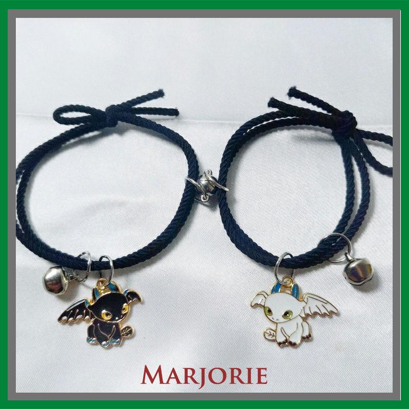 2 Pcs Fashion Magnet Gelang Hitam Dan Putih Toothless Beberapa Gelang Wanita Pria Pasangan Hadiah Perhiasan Aksesoris-MJD