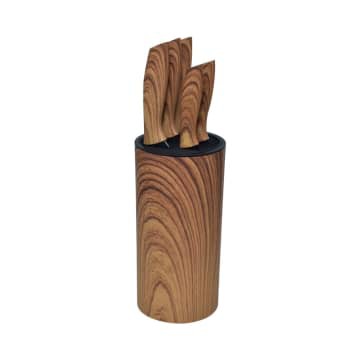 KRISCHEF KNIFE BLOCK SET / SET PISAU DAPUR - COKELAT