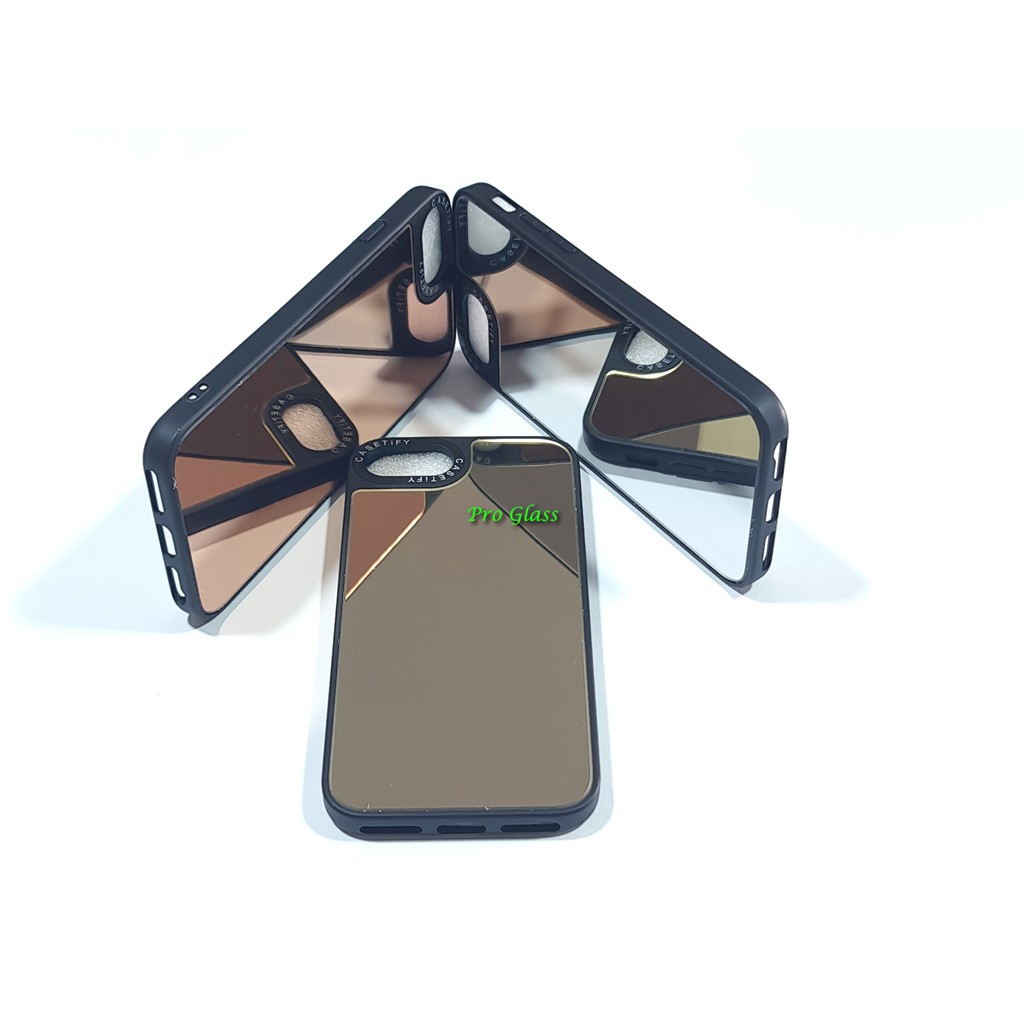 C120 Iphone 6 6+ 7 7+ 8 8+ XR X XS XS MAX Casetify Mirror Glass Case Cermin Kaca Casing Silicone