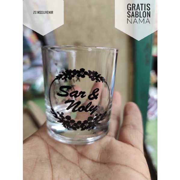 Souvenir Gelas murah gelas sloki gratis request sablon tanpa kemasan