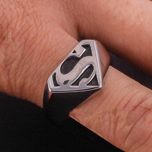 Skullring Titanium Superman Ring Man Of Steal Cincin Superman Silver